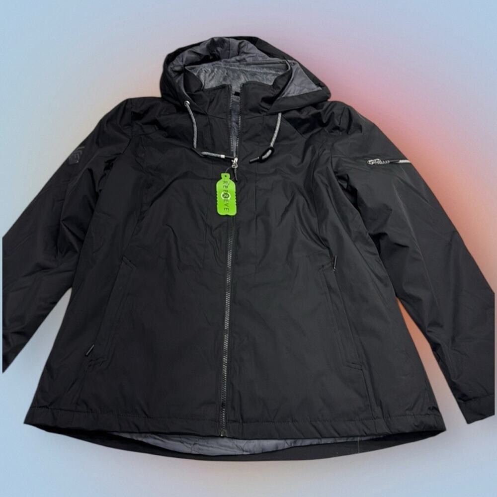 FREE COUNTRY Women's Small TRICLIMATE Black Hooded Jacket 3-IN-1 ⭐️ - Picture 2 of 9